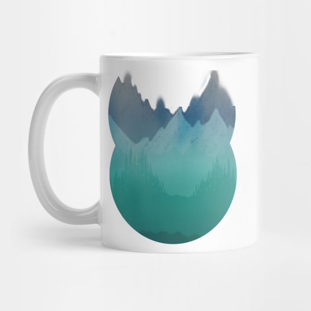 Ombre Mountainscape (Blue, Aqua) by RoxanneG